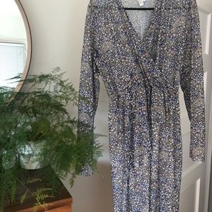 Stretch Mesh Floral Longsleeved Midi Dress